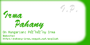 irma pahany business card